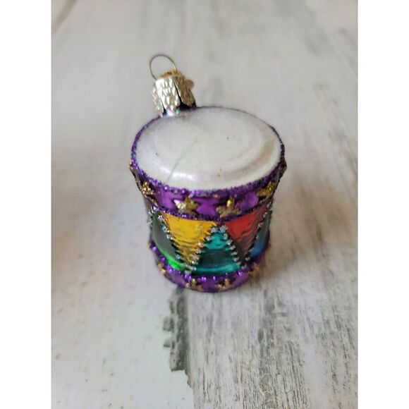 OWC glitter drum blown glass ornament Xmas decor - Picture 1 of 5